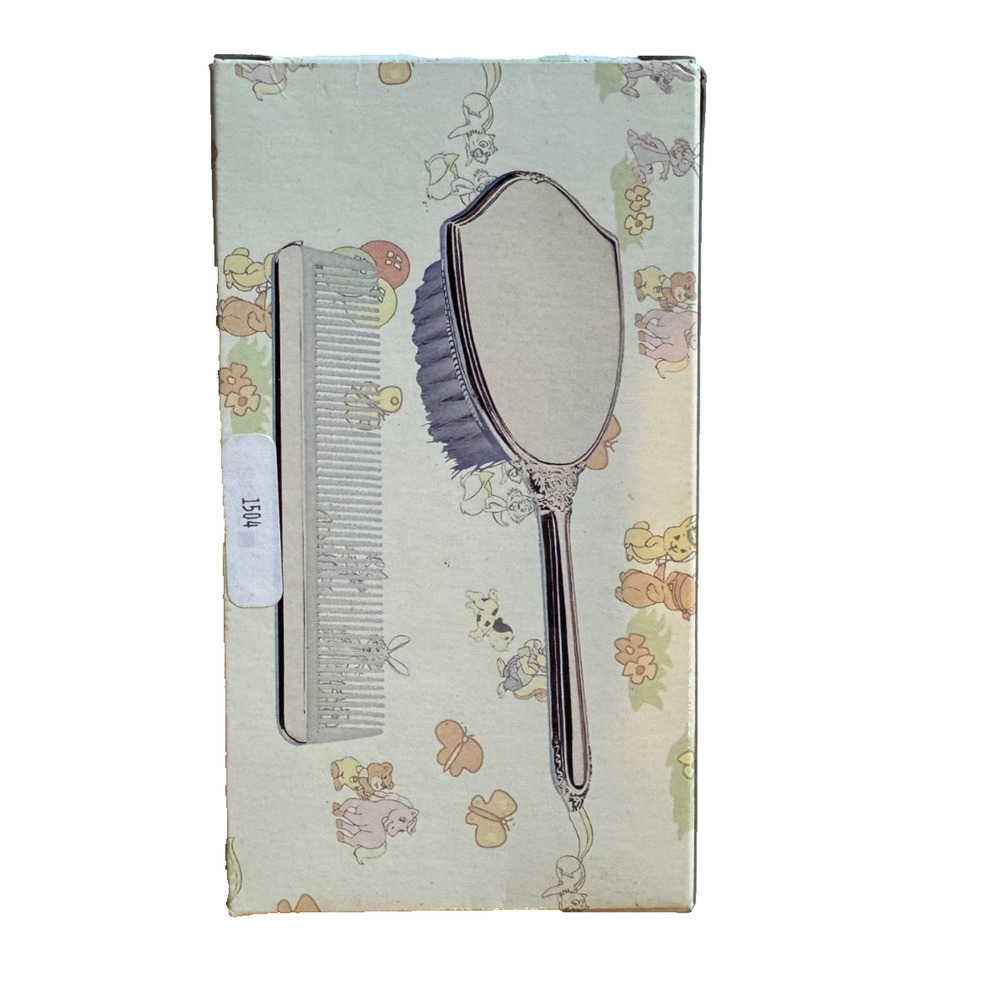 Child's Silver Plated Vanity Brush and Comb Set Rose Design Princess Hair Set